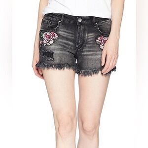 WILLIAM RAST Perfect Shorts with Flower Embroidery Black Denim Shorts Size 29
